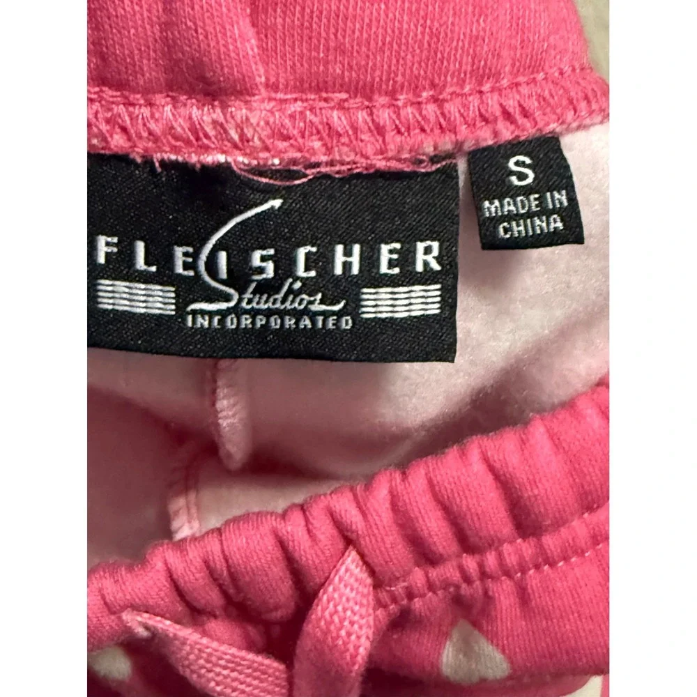 Betty Boop Pink Heart‎ Print Wide Leg Sweatpants Fleischer Studios Small